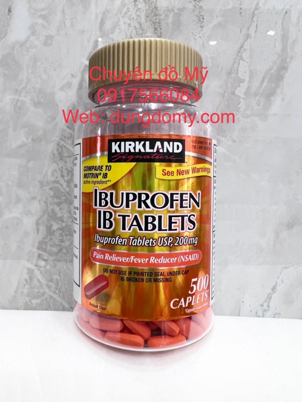 Viên giảm đau hạ sốt Kirkland Signature Ibuprofen 200mg 500 viên của Mỹ