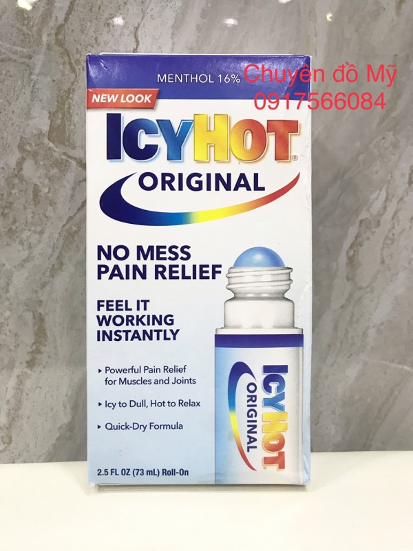 Dầu nóng dạng lăn Icy Hot Original No Mess Roll On 73ml của Mỹ