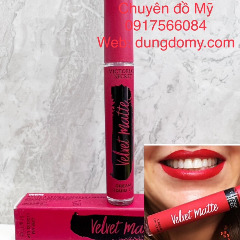 Son kem lì Victoria’s Secret Velvet Matte Cream Liquid Lip 3,1g màu Desire đỏ tươi của Mỹ