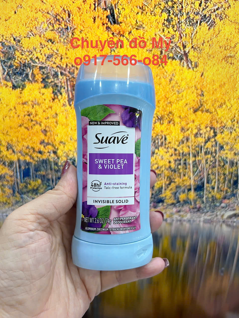 Sáp lăn khử mùi nữ Suave 48 Hour Protection 74g Sweet Pea & Violet của Mỹ