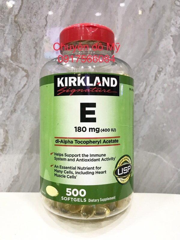 Viên Uống Đẹp da chống lão hóa Kirkland Signature Vitamin E 500 viên của Mỹ