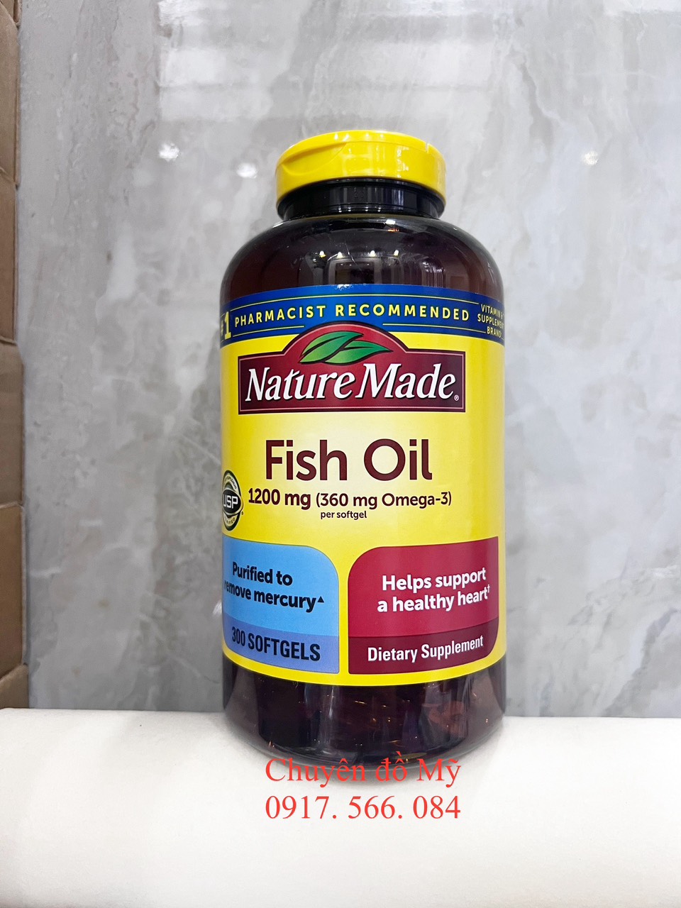 Viên dầu cá Nature Made Fish Oil 1200mg 360mg 300 viên của Mỹ
