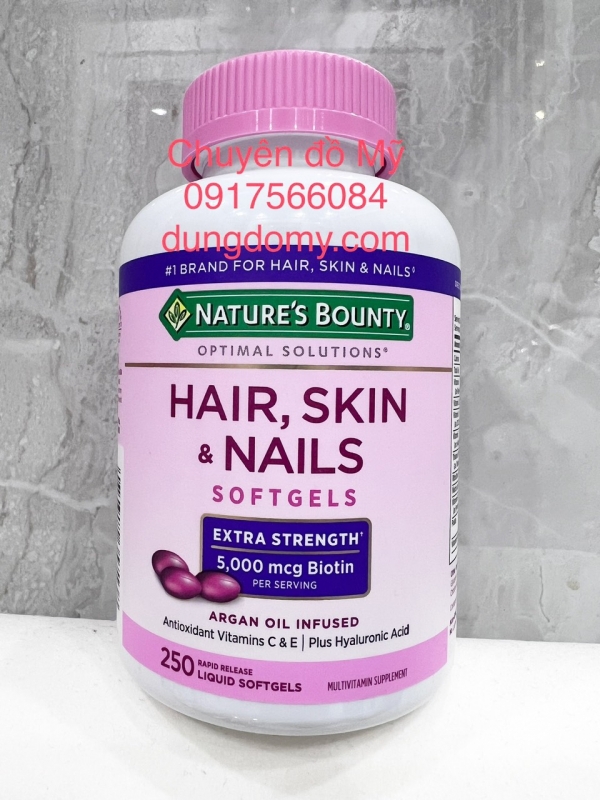 Viên uống đẹp da tóc và móng Nature’s Bounty Hair Skin & Nails 250 viên của Mỹ