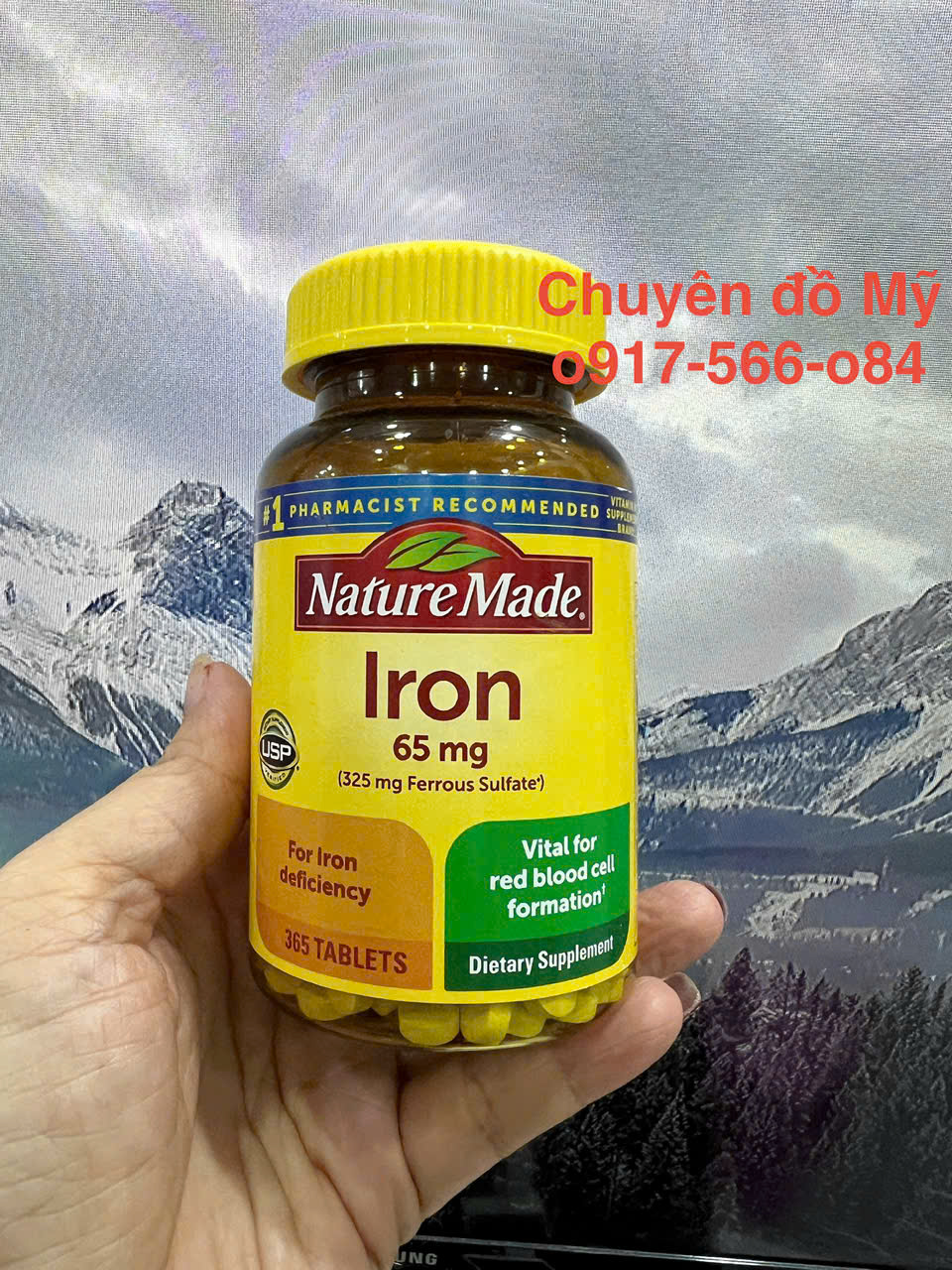 Viên bổ sung sắt Nature Made Iron 65mg 365 viên của Mỹ
