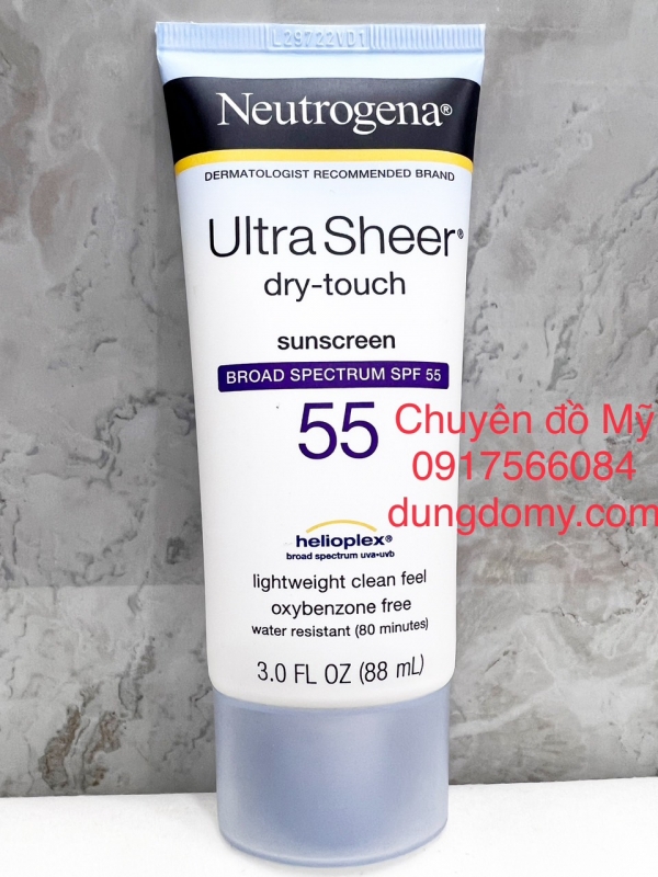 Kem chống nắng Neutrogena Ultra Sheer Dry Touch Sunscreen SPF55 88ml của Mỹ