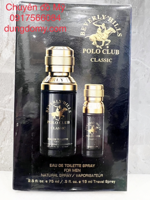 Nước hoa nam Polo Club Classic 75ml của Mỹ tặng kèm chai nhỏ 15ml dạng xịt