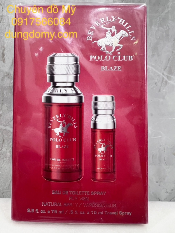 Nước hoa nam Polo Club Blaze 75ml của Mỹ tặng kèm chai nhỏ 15ml dạng xịt
