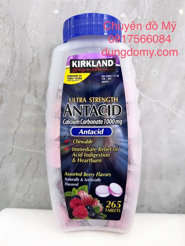Kẹo chống đầy hơi Kirkland Signature Antacid 1000mg 265 viên của Mỹ
