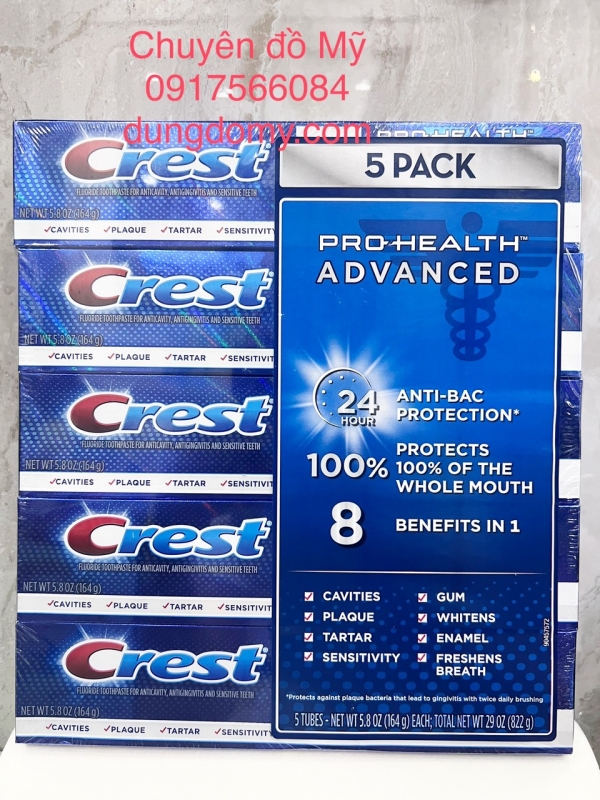 Kem đánh răng Crest Pro-Health Advanced 164g x 5 tuýp của Mỹ