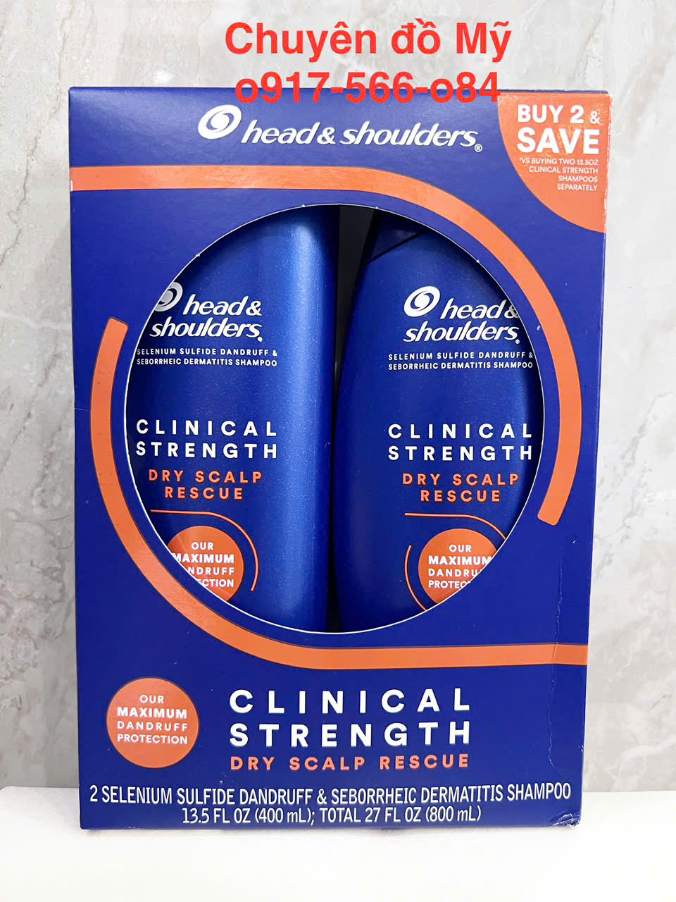 1 cặp Dầu gội sạch gàu Head Shoulders Clinical Strength 400ml (Cho da đầu khô) của Mỹ
