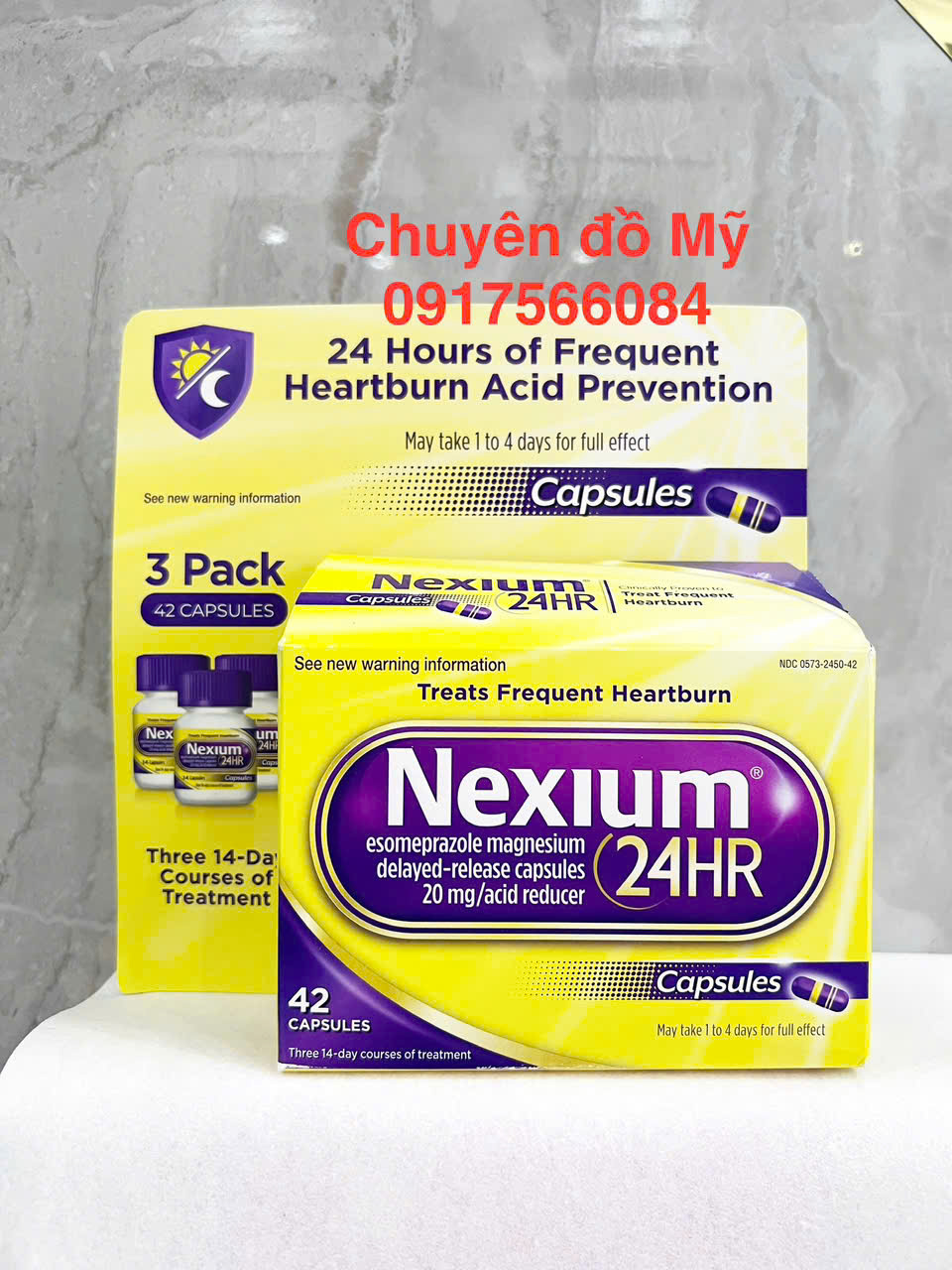 Viên uống cắt cơn đau dạ dày, ợ nóng Nexium 24hr (Vĩ 3 x14 Viên) của Mỹ Date T3/2027