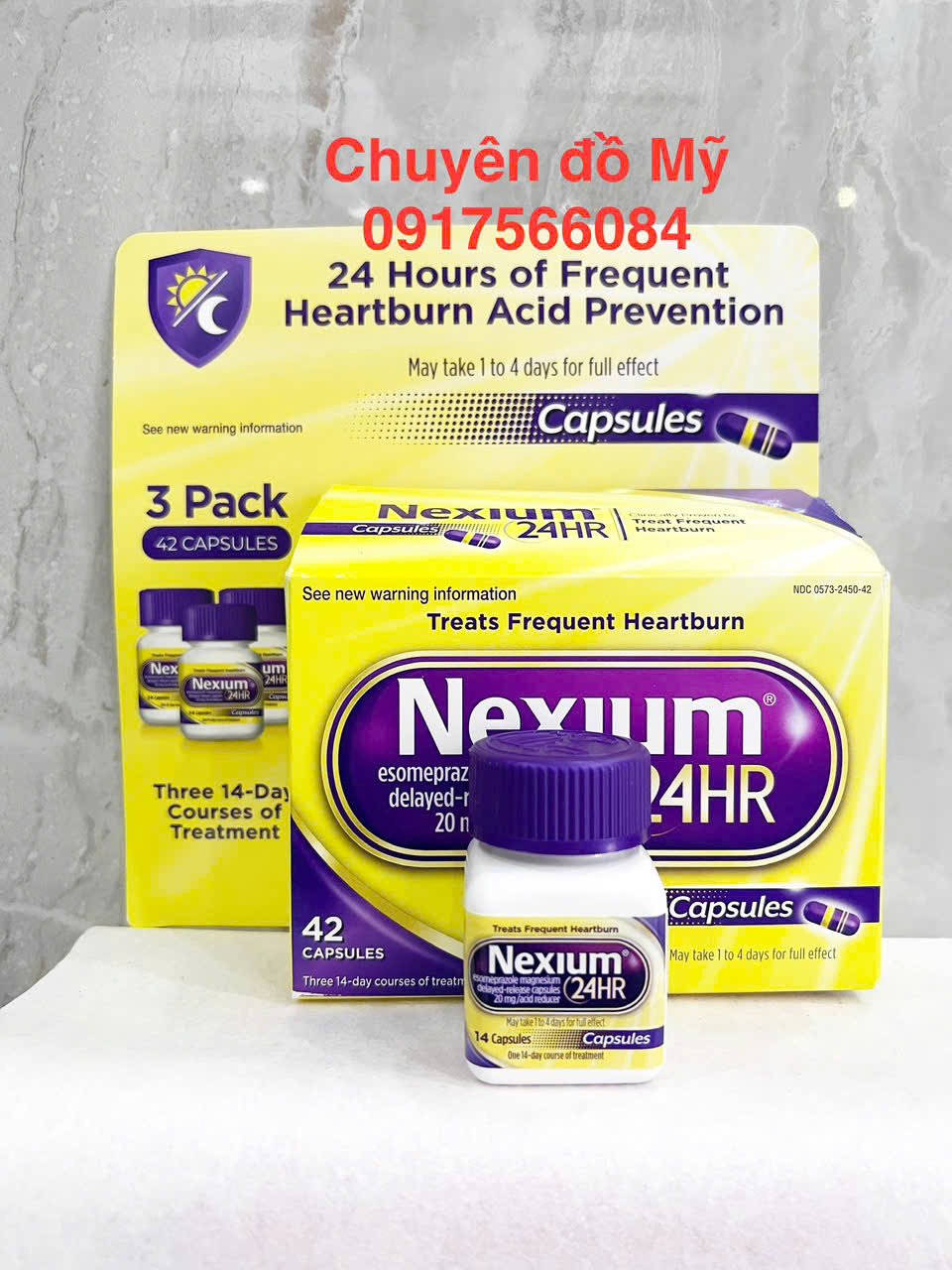 Viên uống cắt cơn đau dạ dày, ợ nóng Nexium 24hr 14 viên (Hộp lẻ) của Mỹ Date T3/2027