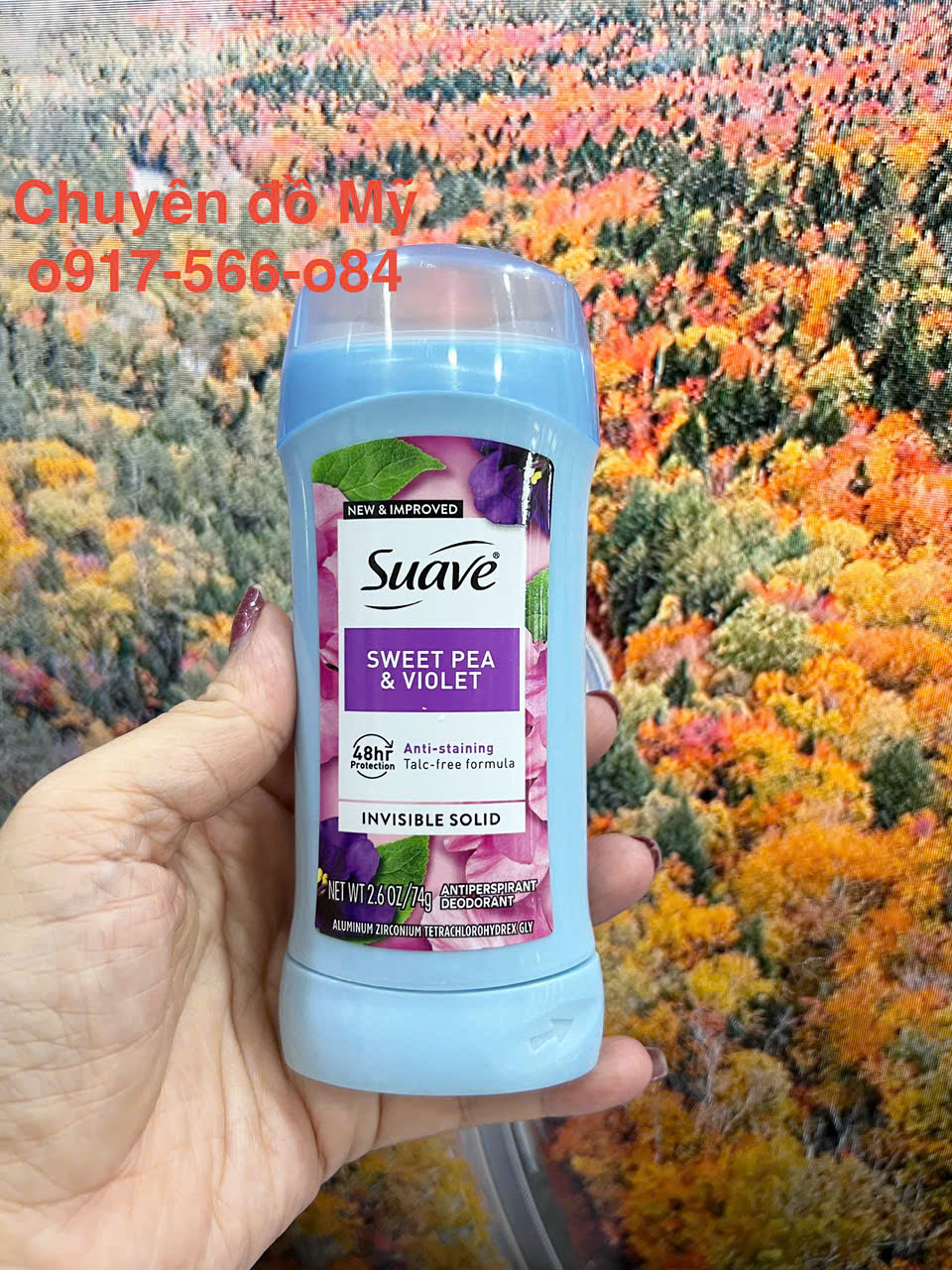 Sáp Khử Mùi Suave 48 Hour Protection Sweet Pea Violet 74g của Mỹ