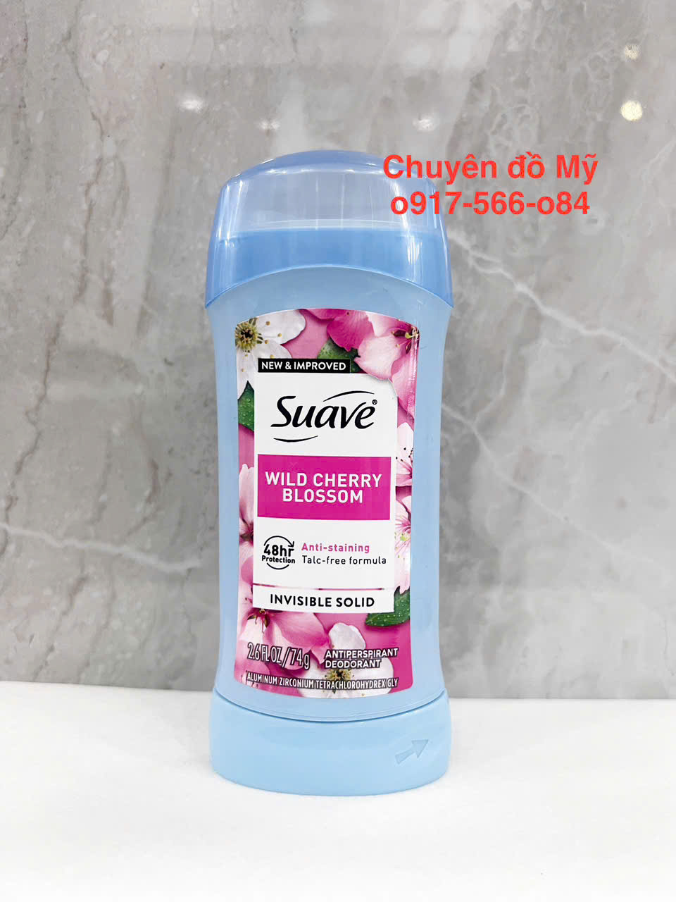 Sáp lăn khử mùi nữ Suave 48h Protection – Wild Cherry Blossom mẫu mới 74g của Mỹ