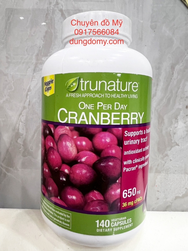 Viên uống hỗ trợ đường tiết niệu Trunature Cranberry 650mg 140 viên của Mỹ