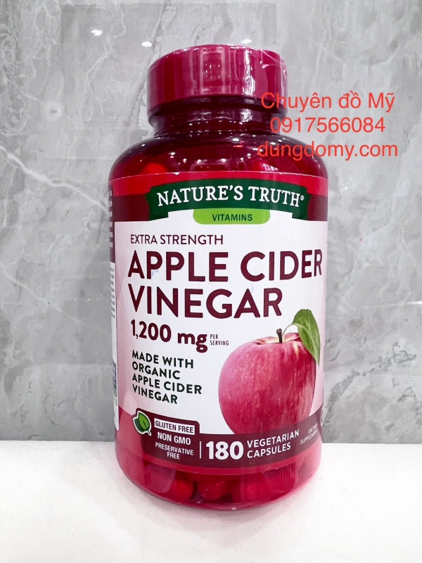 Viên uống giảm cân giấm táo Apple Cider Vinegra 1200mg 180 viên của Mỹ