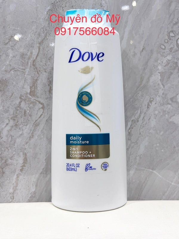 Dầu gội và xả dưỡng ẩm tóc Dove 2in1 Daily Moisture 603ml của Mỹ