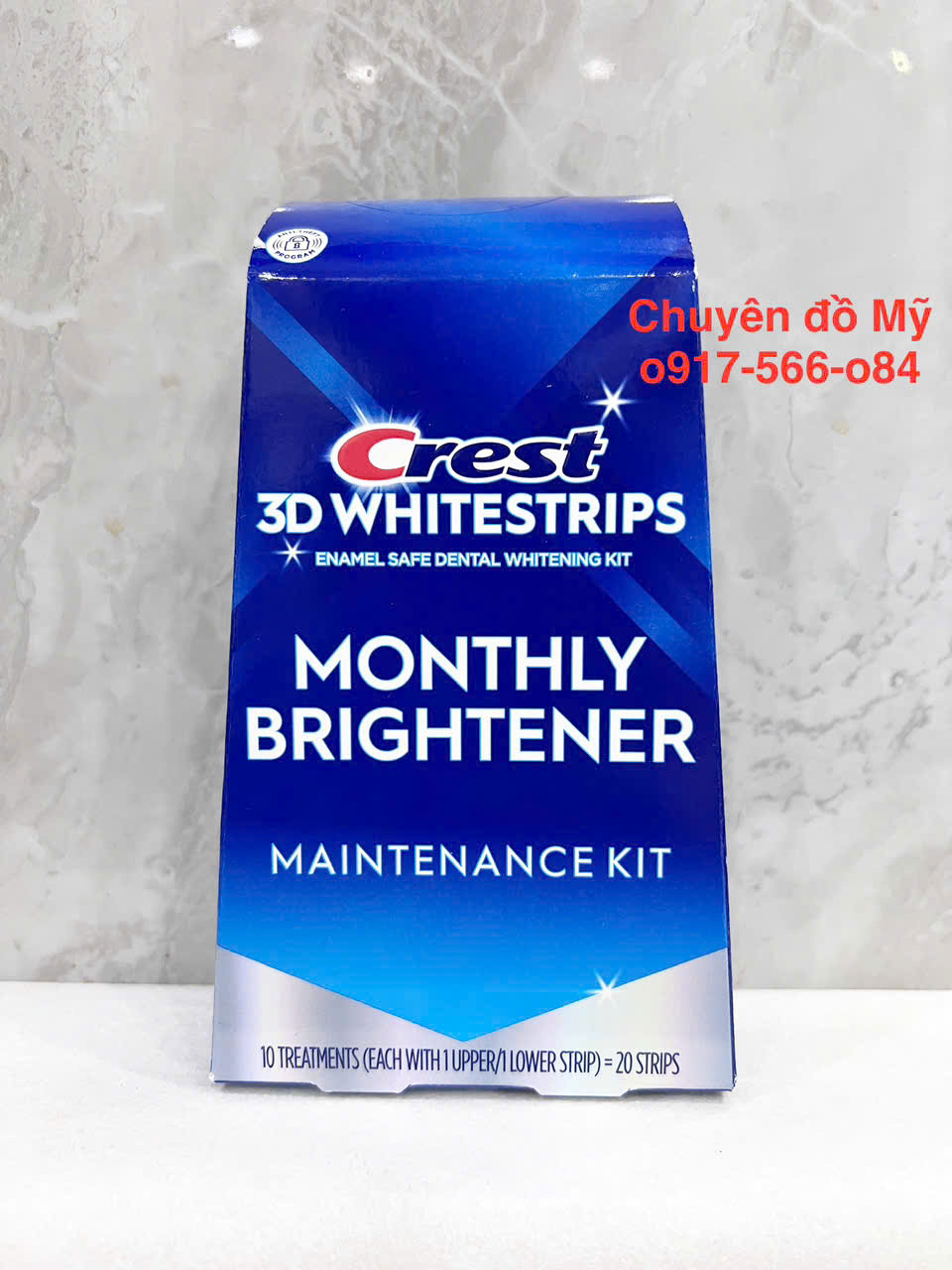 Miếng dán trắng răng Crest 3D Whitestrips 1 Hour Monthly Brightener 20 miếng của Mỹ