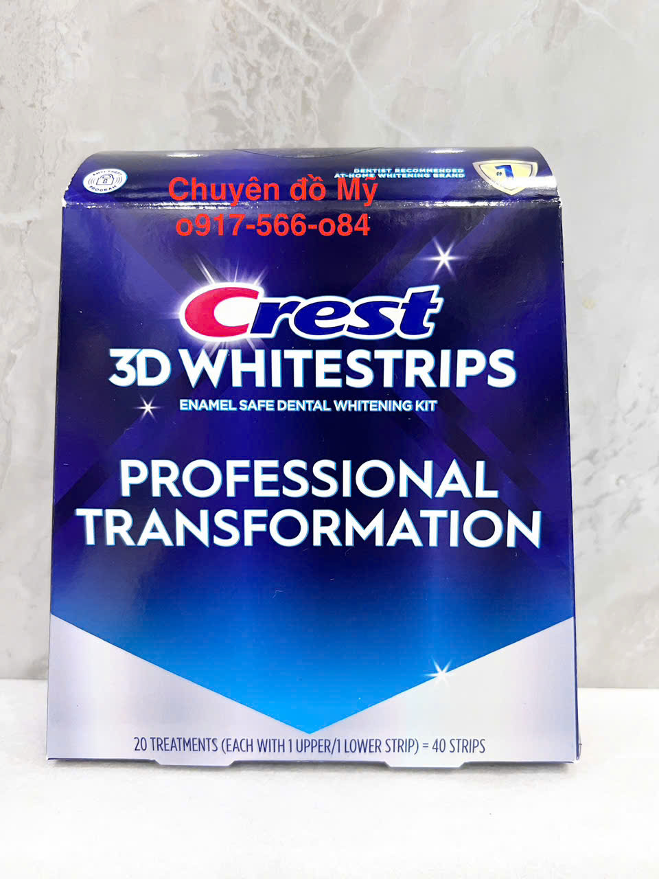 Miếng dán trắng răng Crest 3D Whitestrips Professional Transformation 40 miếng của Mỹ