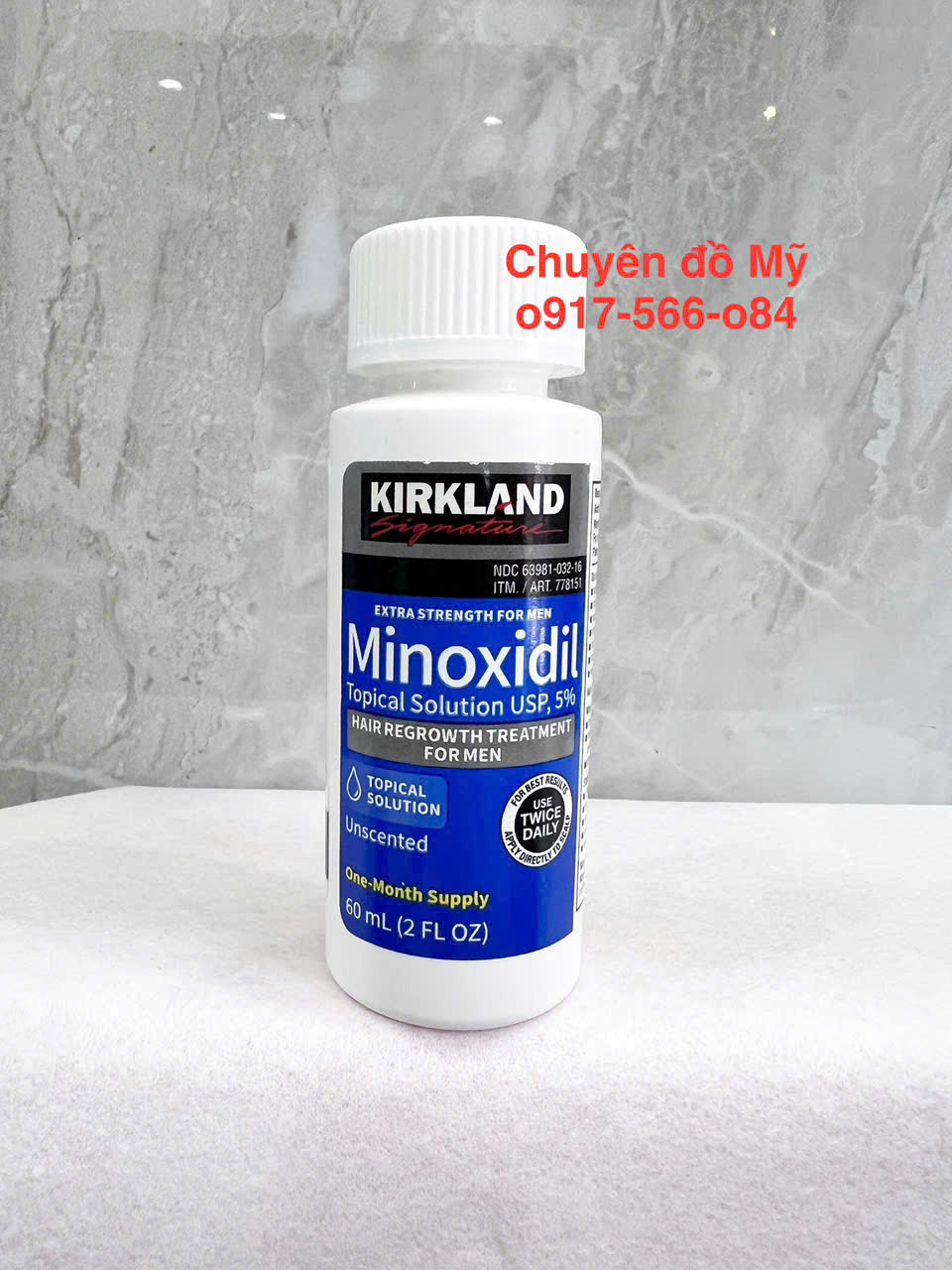 Dung dịch (Gel) mọc tóc cho nam Kirkland Minoxidil 5% Hair Regrowth Treatment 60ml của Mỹ