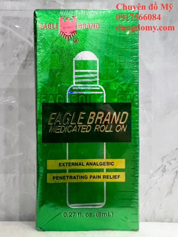 Dầu gió xanh Con Ó của Mỹ dạng lăn Eagle Brand Medicated Oil 8ml