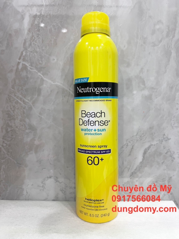 Chai Xịt Chống Nắng đi biển Neutrogena Beach Defense Spf 60+ Của Mỹ Chai 240gr
