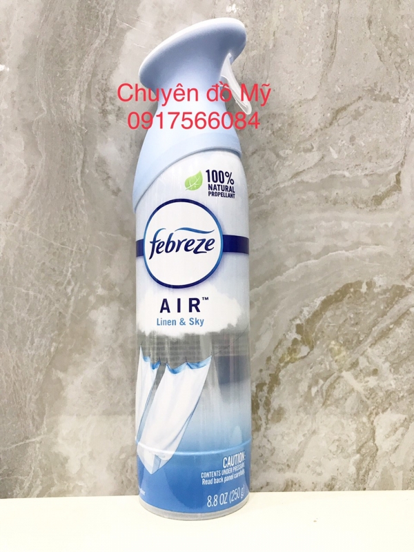 Xịt thơm phòng khử mùi Febreze Air Linen & Sky Freshener Spray 250g của Mỹ