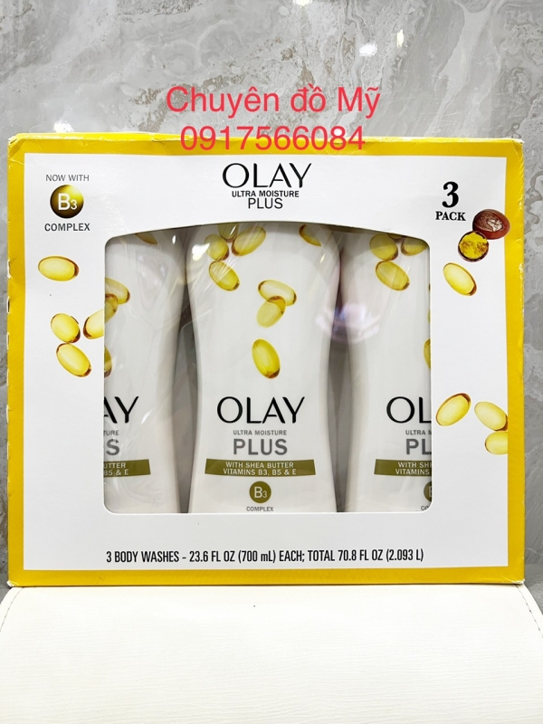 Bộ sữa tắm dưỡng thể Olay Ultra Moisture Plus Body Wash 700ml x3 chai của Mỹ