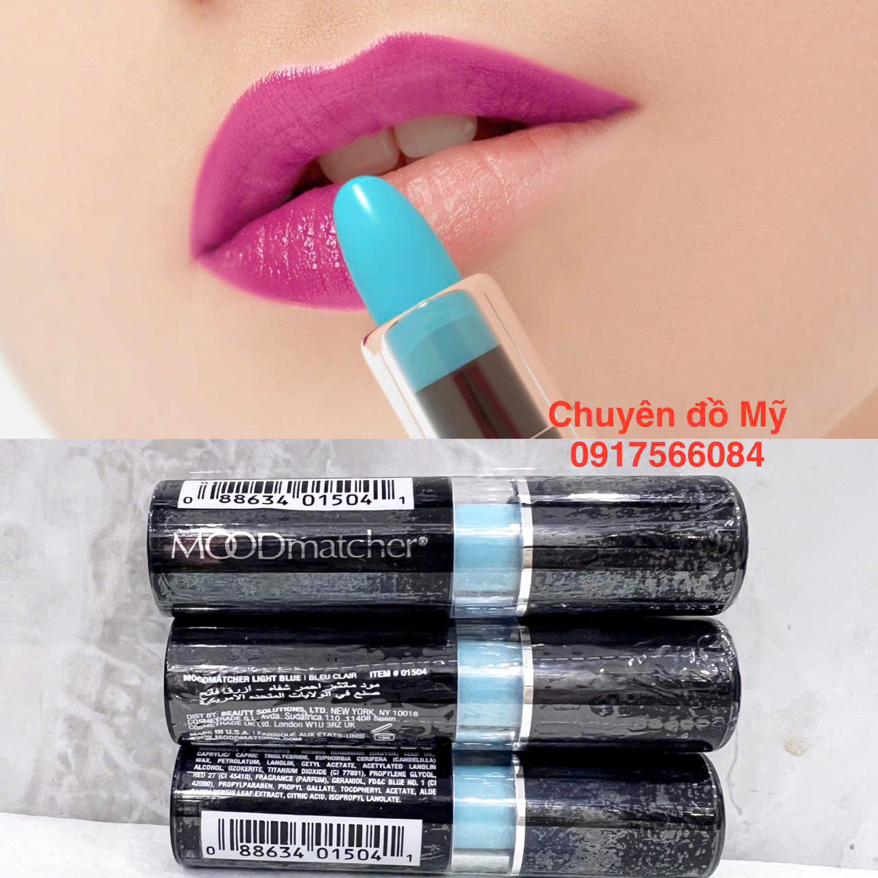 Son gió dưỡng môi đổi màu Moodmatcher Light Blue 3.5g của Mỹ