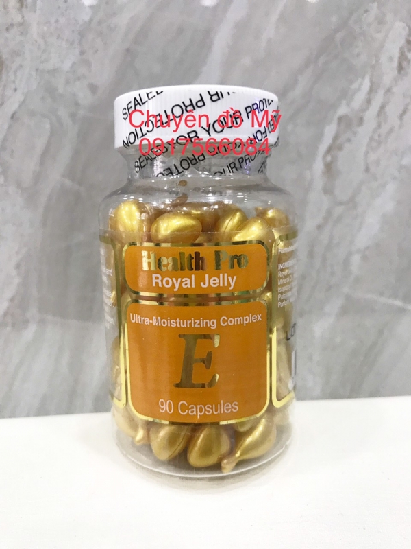 Viên nang dầu dưỡng vitamin E Sữa ong chúa Health Pro Royal Jelly Vitamin E 90 viên của Mỹ