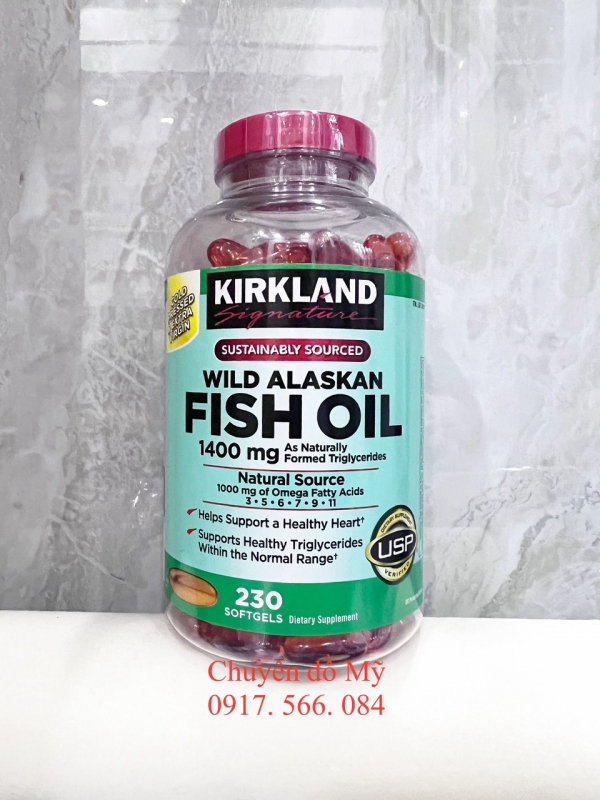 Dầu cá Alaska Kirkland Signature Wild Alaskan Fish Oil 1400mg 230 viên của Mỹ
