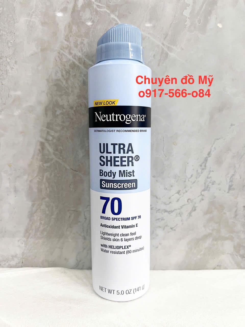 Xịt chống nắng Neutrogena Ultra Sheer Body Mist Sunscreen SPF70 141g của Mỹ