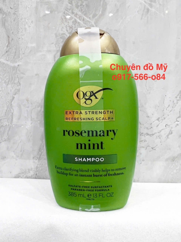 Dầu gội hương thảo bạc hà OGX Extra Strength Rosemary Mint 385ml của Mỹ