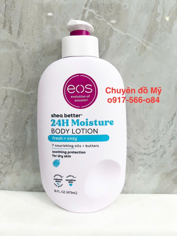 Kem dưỡng ẩm toàn thân EOS body lotion shea better 24h Fresh + Cozy 473ml của Mỹ