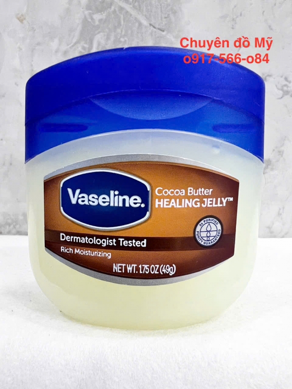 Sáp dưỡng ẩm Bơ Cacao Vaseline Healing Jelly Cocoa Butter 49g của Mỹ