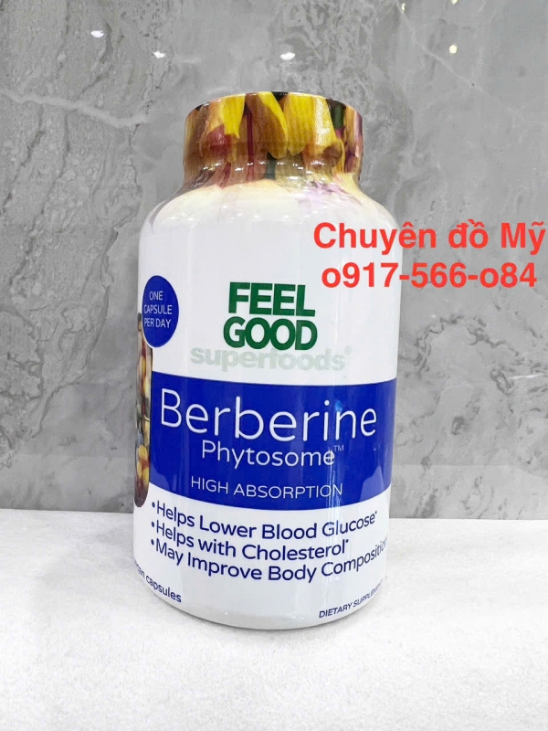 Viên uống bổ sung Berberine Feel Good Berberine Phytosome 120 Capsules của Mỹ