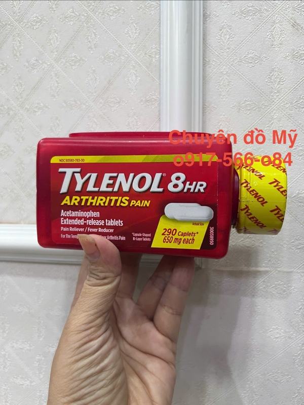 Viên uống Tylenol 8Hr Arthritis Pain 650mg 290 Caplets của Mỹ