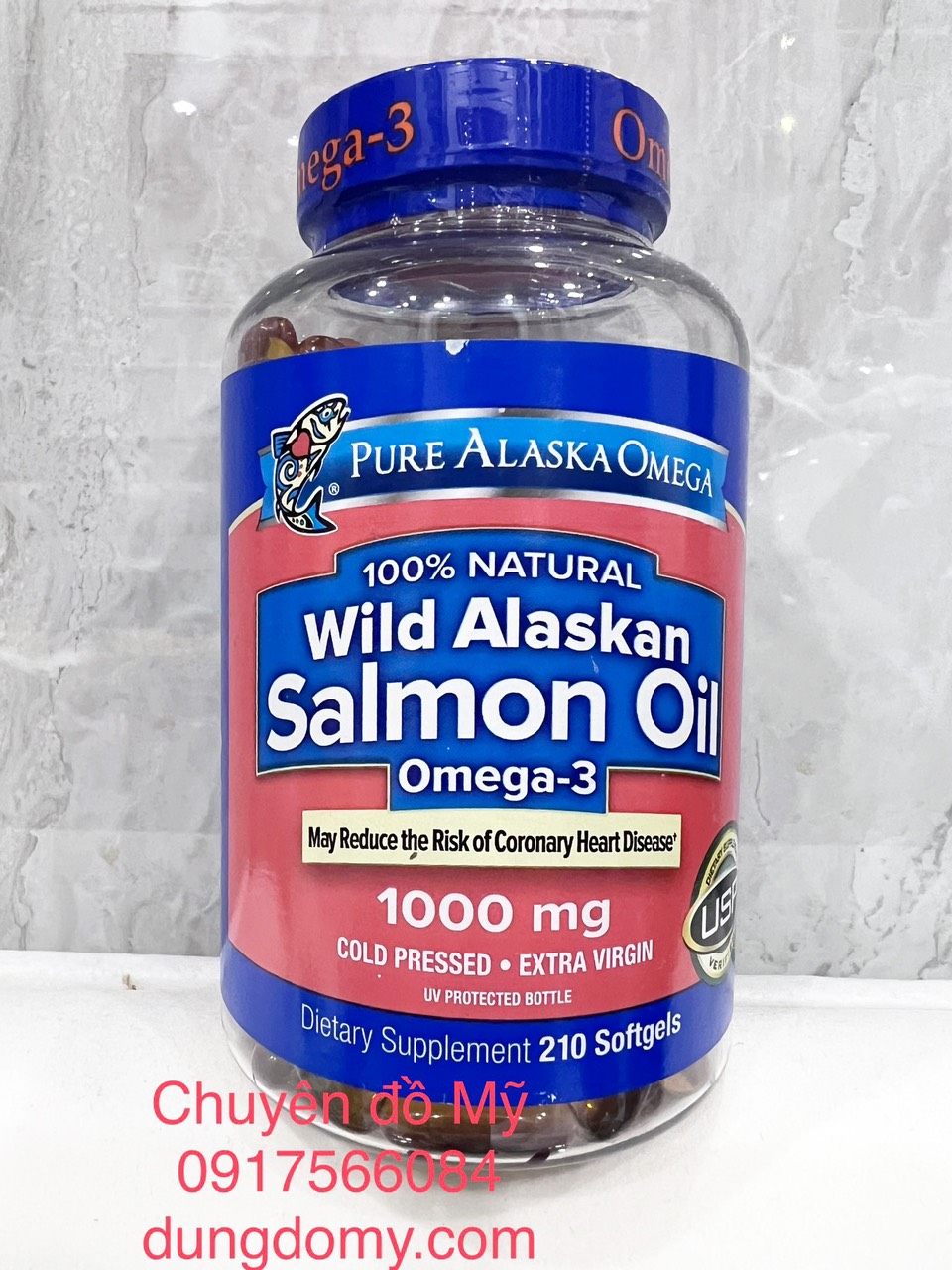 Viên dầu cá hồi Pure Alaska Omega 3 Wild Salmon Oil 1,000MG 210 viên của Mỹ