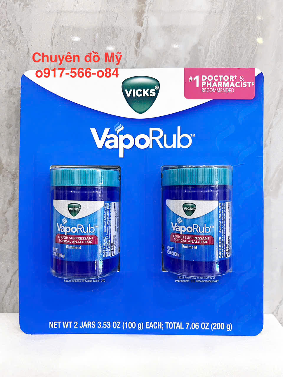 Dầu bôi ấm ngực giảm đau và giảm ho Vicks VapoRub 100g x2 hộp của Mỹ